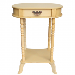 Овальный приставной столик с ящиком и полкой 049