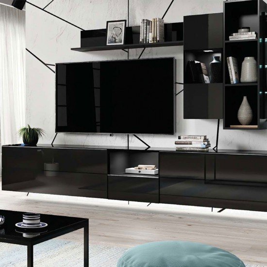 TV тумба HELIO Black 38 Мебель, Модульная мебель, Телевизионные тумбы (TV), Коллекция HELIO , HELIO Black