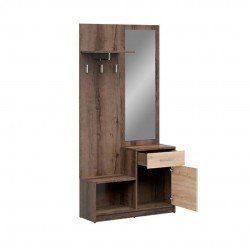 Прихожая с зеркалом и и ящиками Nepo в цвете дуб монастырский / дуб сонома