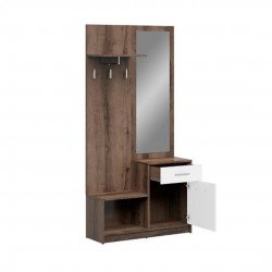 Прихожая с зеркалом и и ящиками Nepo в цвете дуб монастырский / белый