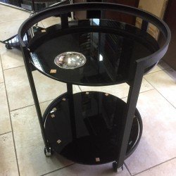 Круглый сервировочный стол из каленого стекла черного цвета D3 Круглый сервировочный стол из каленого стекла черного цвета D3