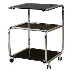 Сервировочный стол из каленого стекла черного цвета Z02 Сервировочный стол из каленого стекла черного цвета Z02