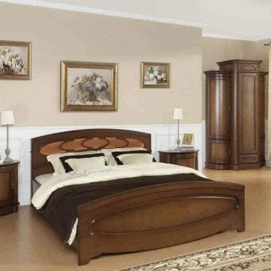 Двуспальная кровать AFRODYTA натуральный шпон 140х200