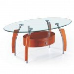 Стеклянный журнальный столик овальной формы