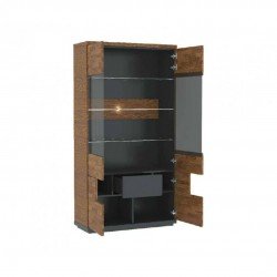 Витрина VERANO широкая с подсветкой - массив дуба