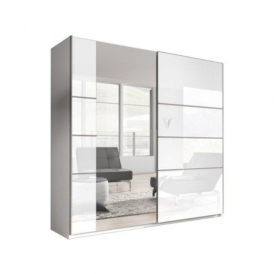 Шкаф-купе с зеркалом BETA - White glossy 58 Мебель, Мебель для спальни, Модульная мебель, Шкафы и Гардеробы, Шкафы - купе, Спальня BETA