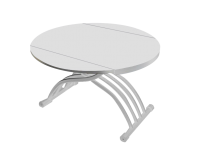 Круглый стол трансформер со стеклянной столешницей белого цвета