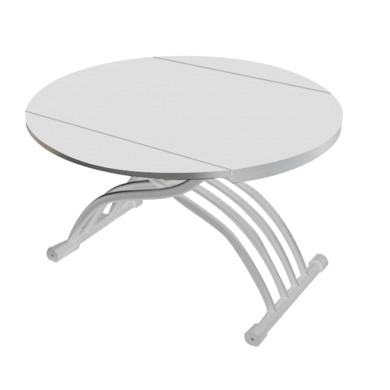 Круглый стол трансформер со стеклянной столешницей белого цвета