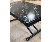Стеклянный стол трансформер, мраморной расцветки, длина 120 см