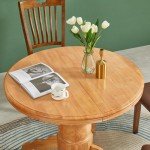 Круглый обеденный стол натуральный дуб