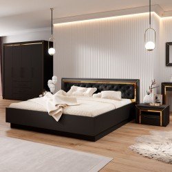 Двуспальная кровать ARNO Black 32 для матраса 180/200 Двуспальная кровать ARNO Black 32 для матраса 180/200