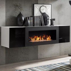 Подвесной комод FLY с биокамином - White / Black Подвесной комод FLY с биокамином - White / Black