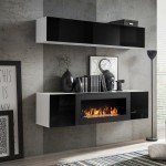 Стенка навесная FLY N1 с биокамином - White / Black