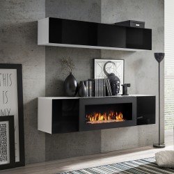 Стенка навесная FLY N1 с биокамином - White / Black Стенка навесная FLY N1 с биокамином - White / Black