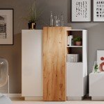 Комод 3D (E) белого цвета с деревянными вставками