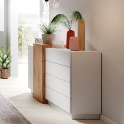 Комод 3D (F) белого цвета с деревянными вставками Комод 3D (F) белого цвета с деревянными вставками