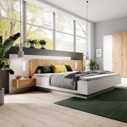 Кровать с прикроватными тумбочками и ящиком для хранения 3D WHITE Кровать с прикроватными тумбочками и ящиком для хранения 3D WHITE